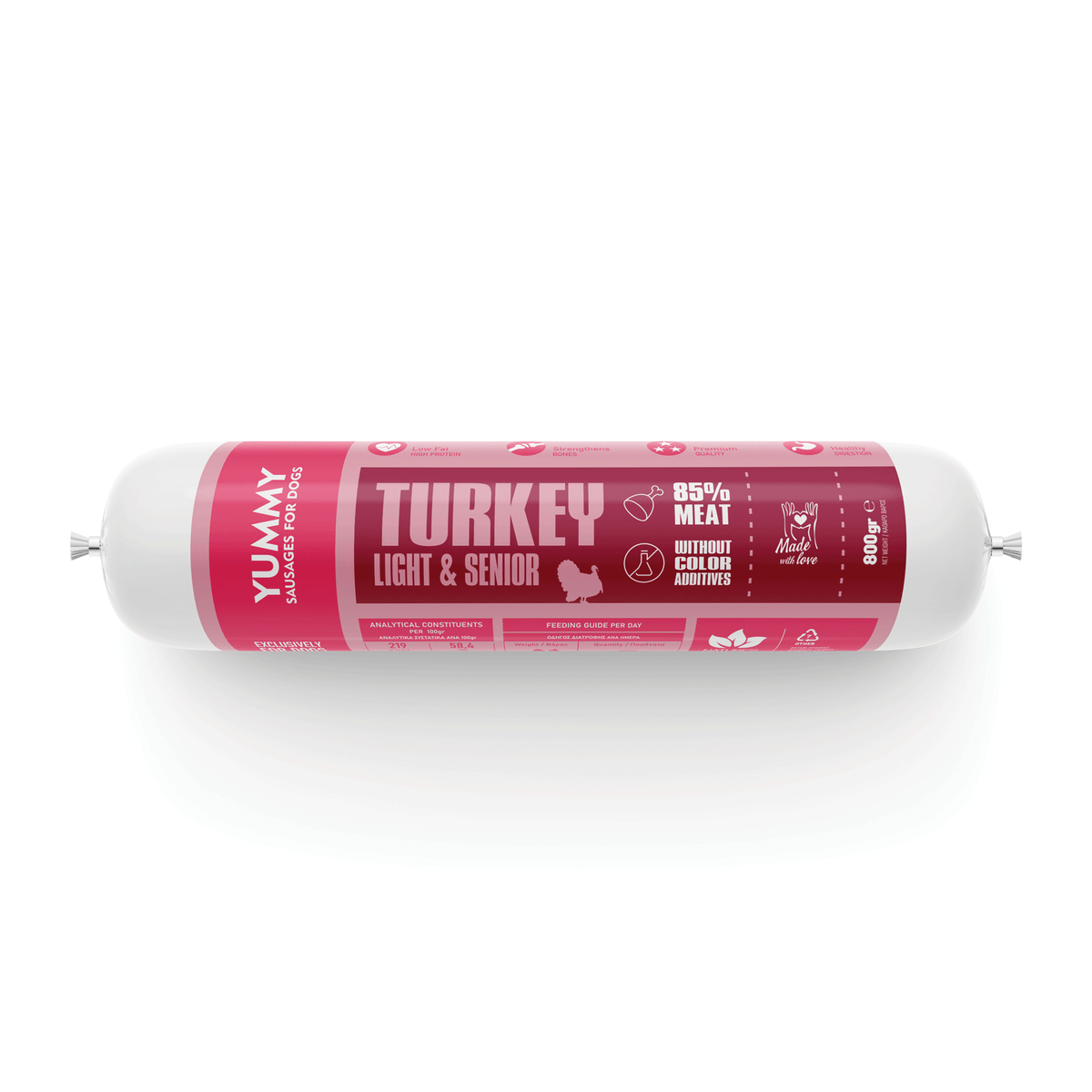 Yummy σαλάμι σκύλου με γαλοπούλα για ηλικιωμένα σκυλιά