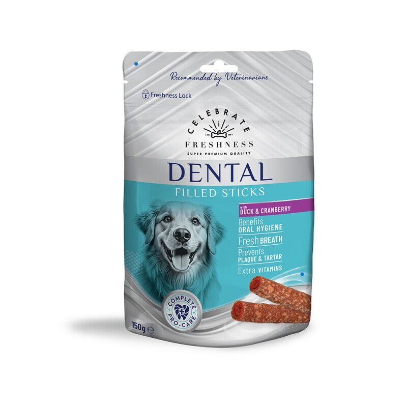 celebrate dental λιχουδιά σκύλου με γεύση πάπια  για φρέσκια αναπνοή 150 γραμμάρια