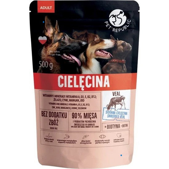 pet republic υγρή τροφή σκύλου σε σακουλάκι 500 γραμμάρια με μοσχάρι
